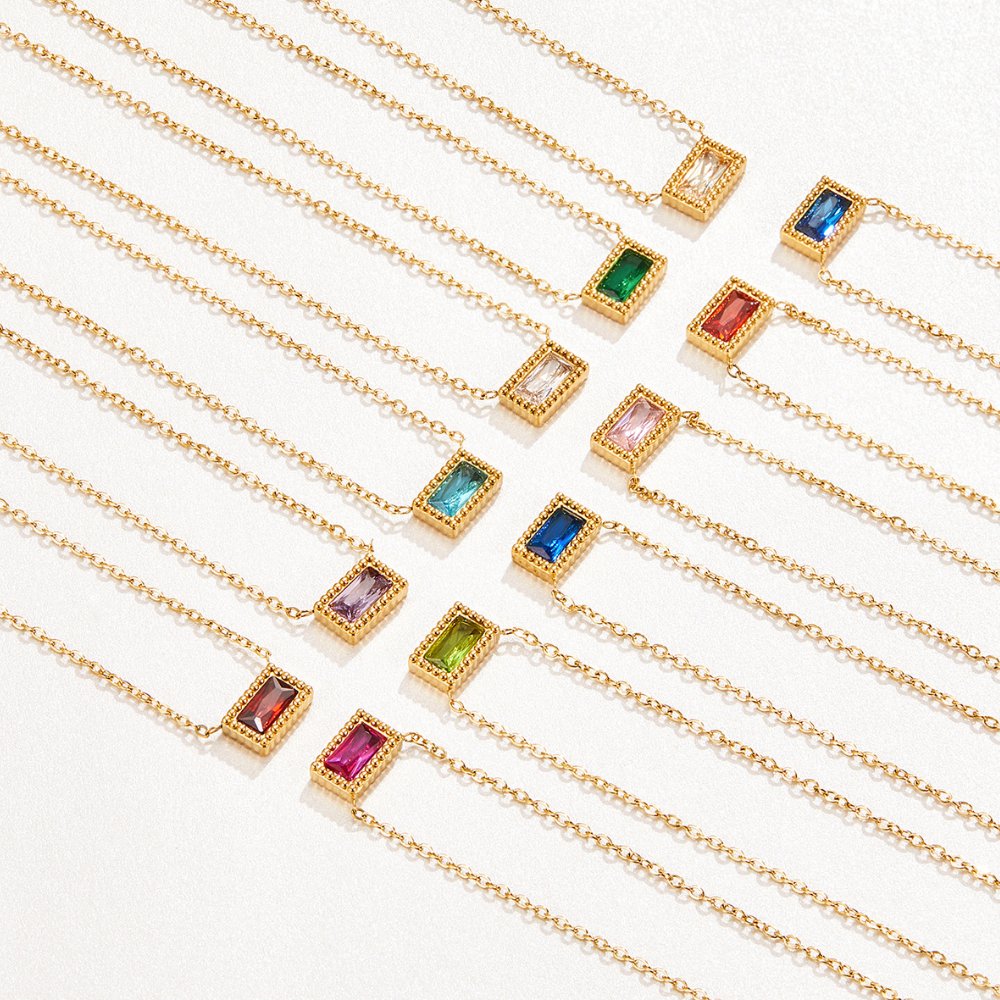 Collier pierre de naissance Baguette
