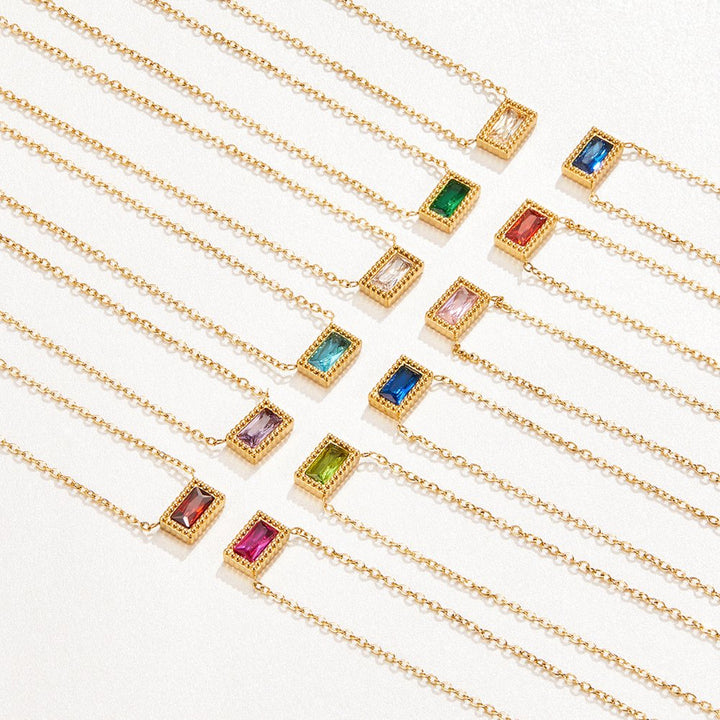 Collier pierre de naissance Baguette