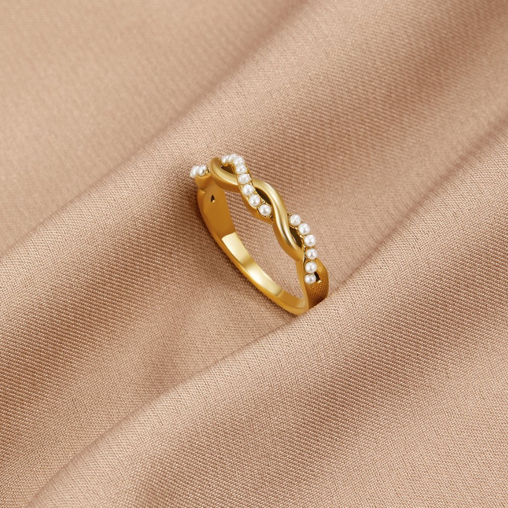 Bague Bella torsadée perle