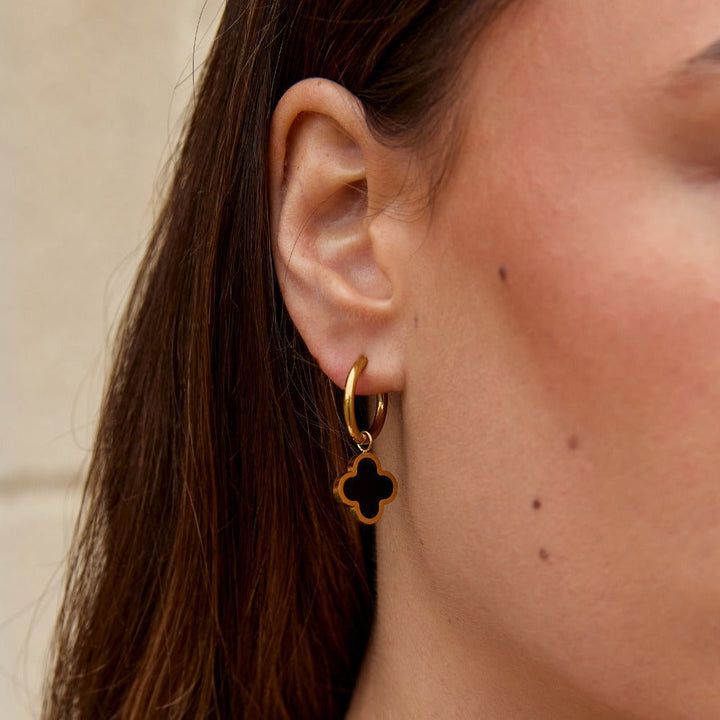 Boucles d’oreilles noires trèfle