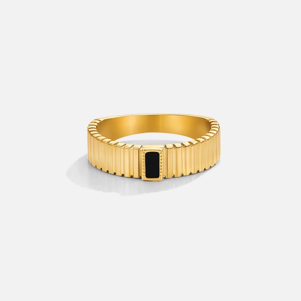 Bague noire cristal lisse