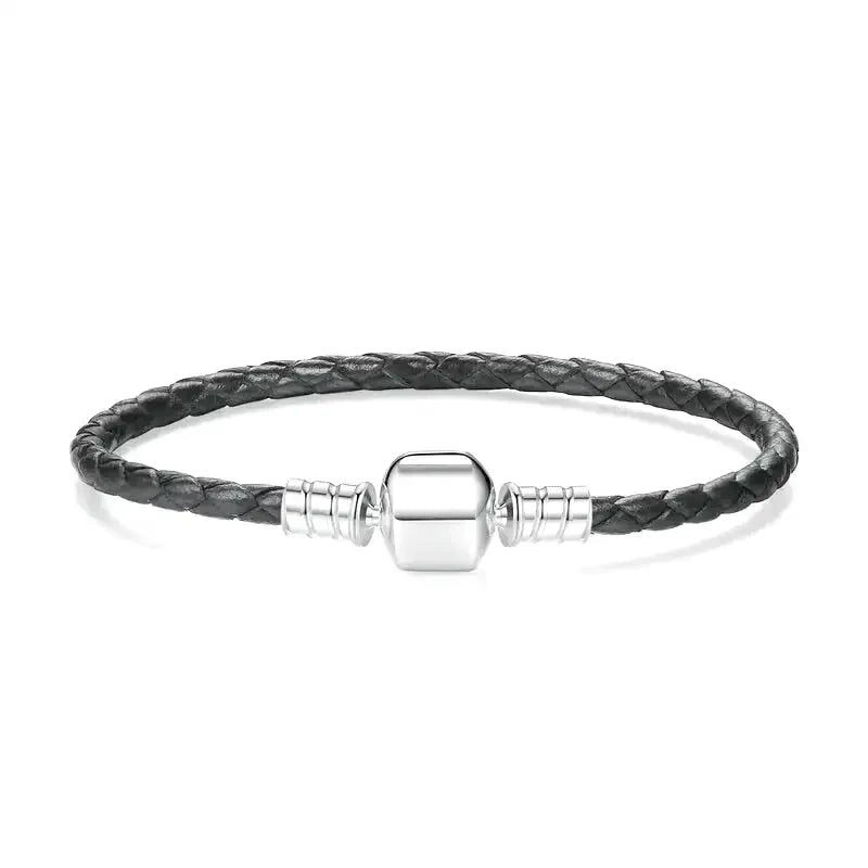 Bracelet en Cuir Noir pour Charms
