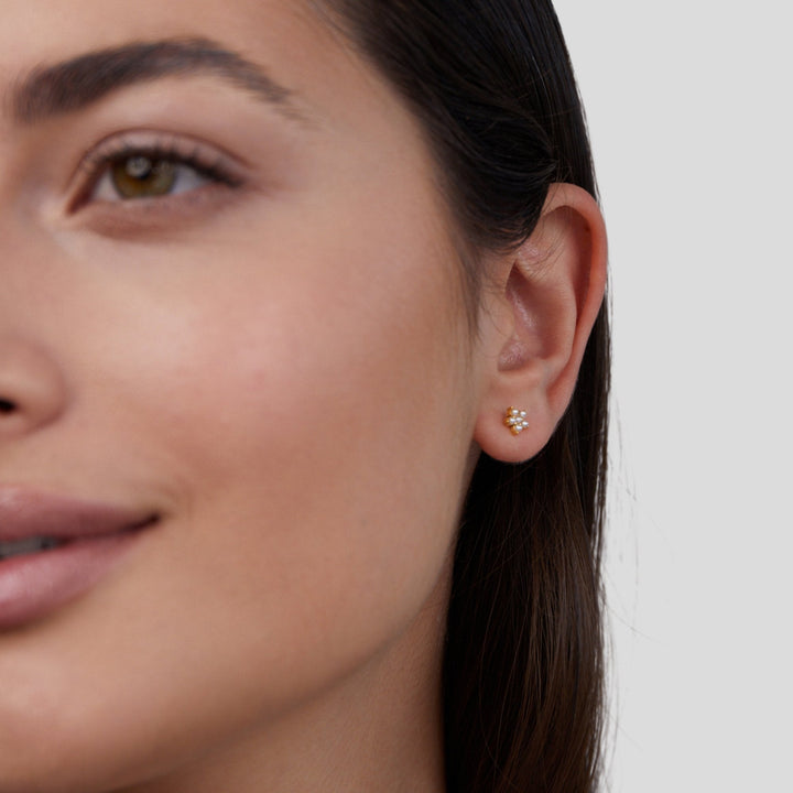Boucles d’oreilles fleurs avec petite perle