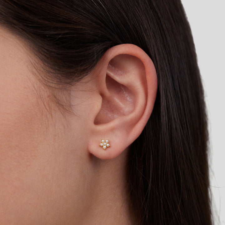 Boucles d’oreilles fleurs avec petite perle