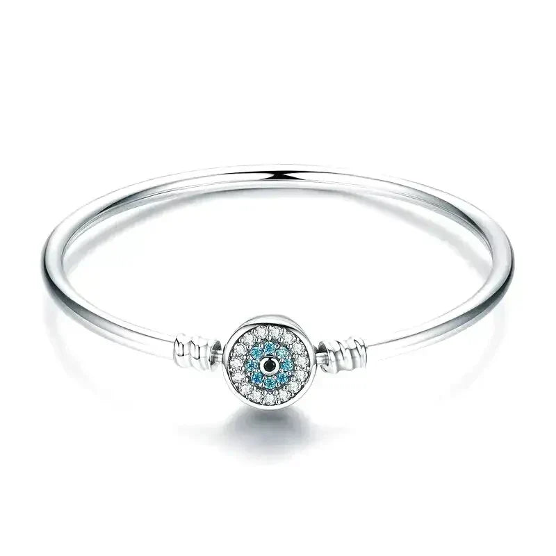 Bracelet en Cuir Bleu avec Charm Œil