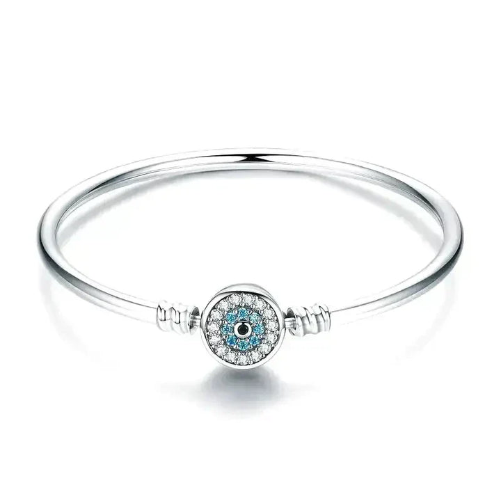 Bracelet en Cuir Bleu avec Charm Œil