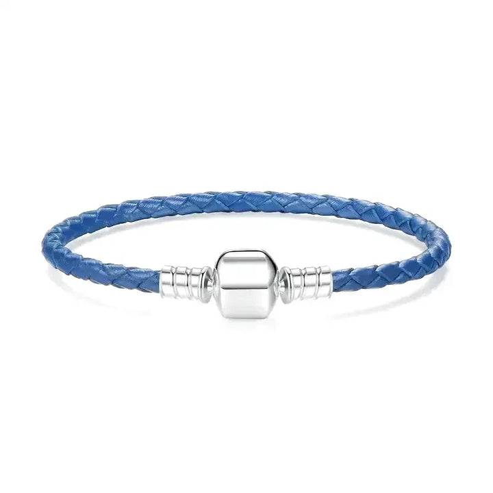 Bracelet en Cuir Bleu pour Charms
