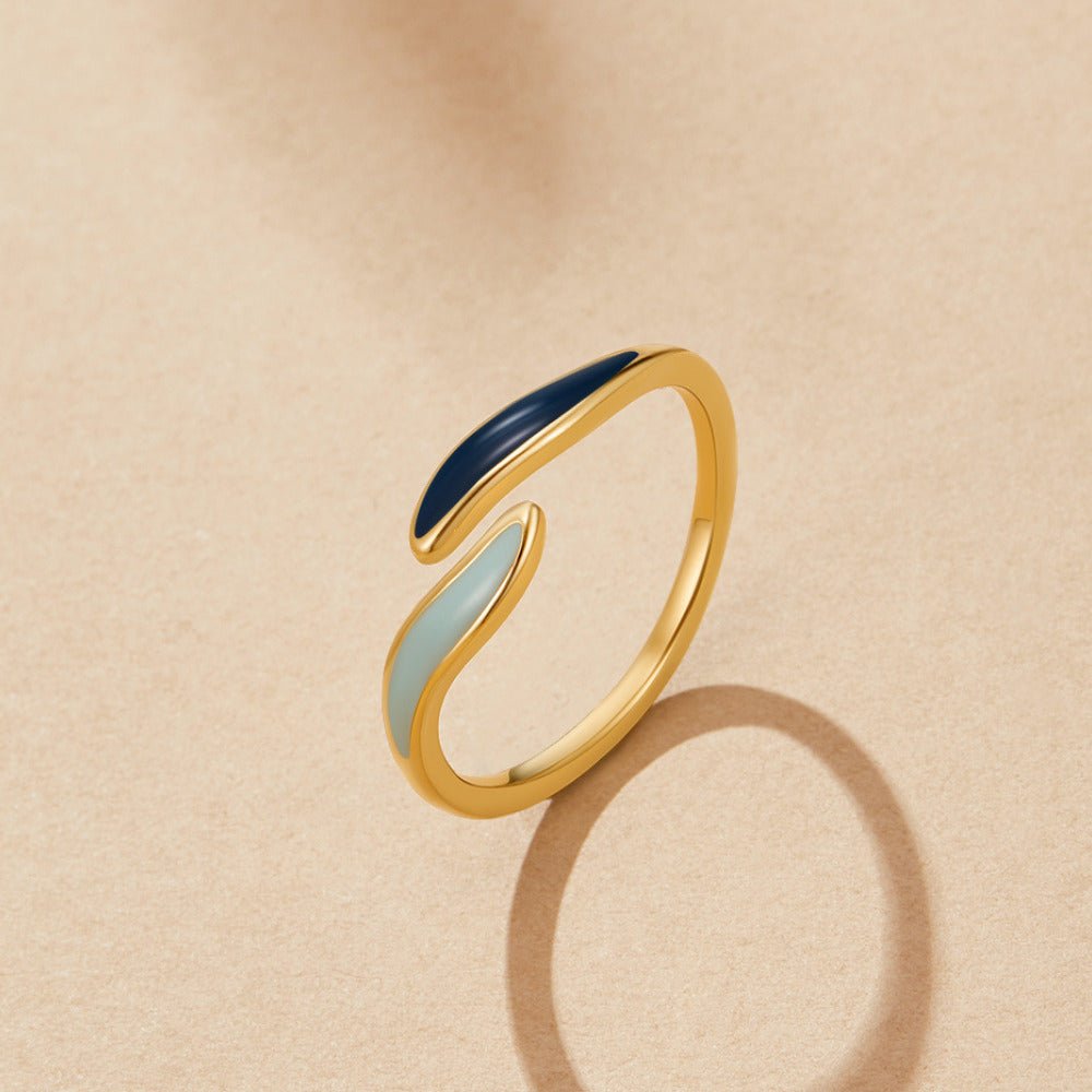 Bague bleues océaniques vagues