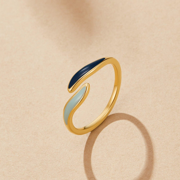 Bague bleues océaniques vagues