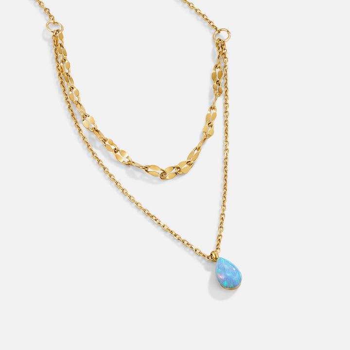 Modrá opálová kvapka Collier multirang