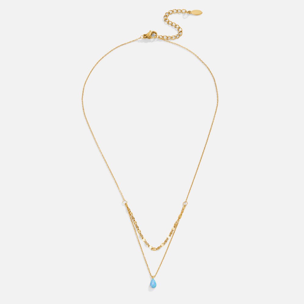 Modrá opálová kvapka Collier multirang