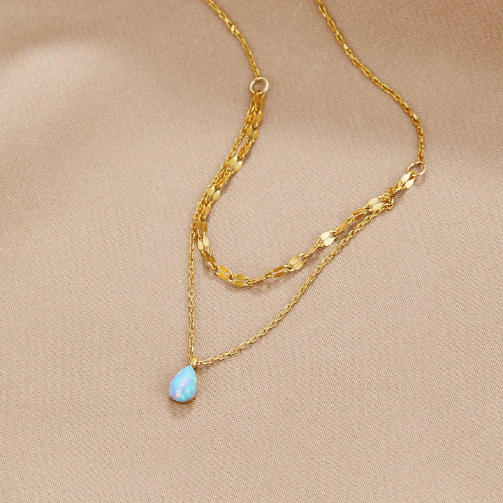 Modrá opálová kvapka Collier multirang