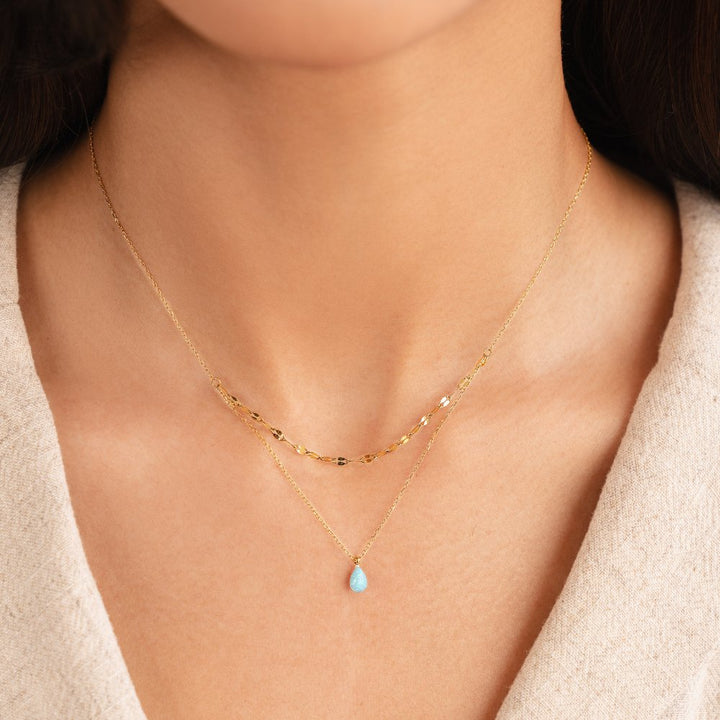 Modrá opálová kvapka Collier multirang