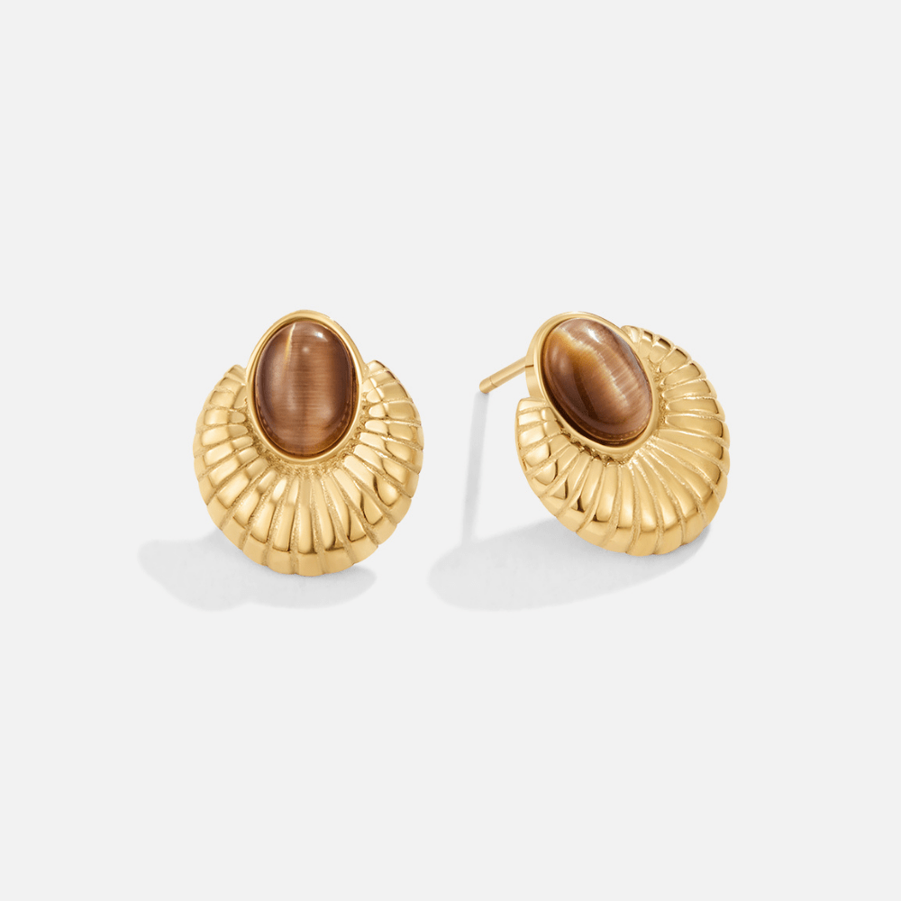 Boucles d’oreilles Bohemia dorées Œil de tigre
