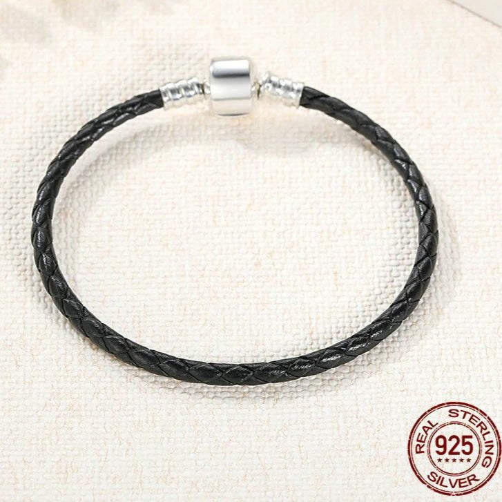 Bracelet en Cuir Noir pour Charms
