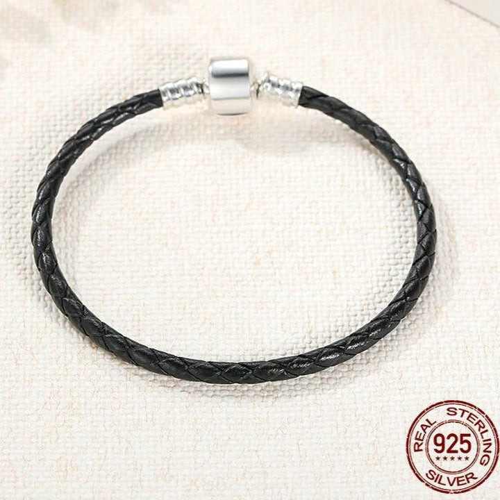 Bracelet en Cuir Noir pour Charms