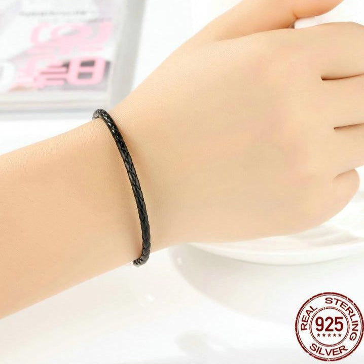 Bracelet en Cuir Noir pour Charms