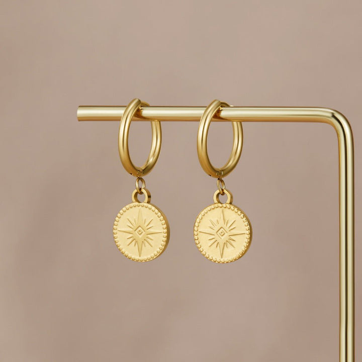 Boucles d’oreilles médaillons célestes dorés