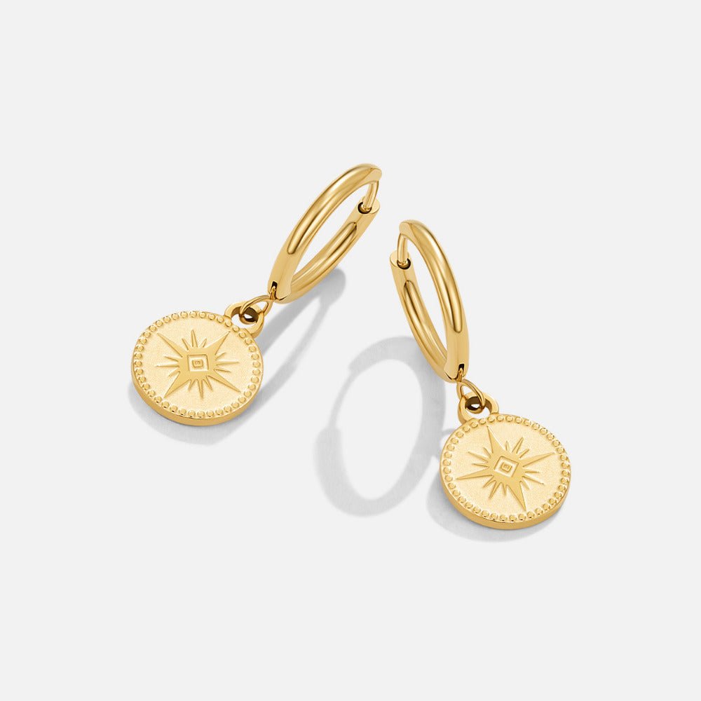 Boucles d’oreilles médaillons célestes dorés