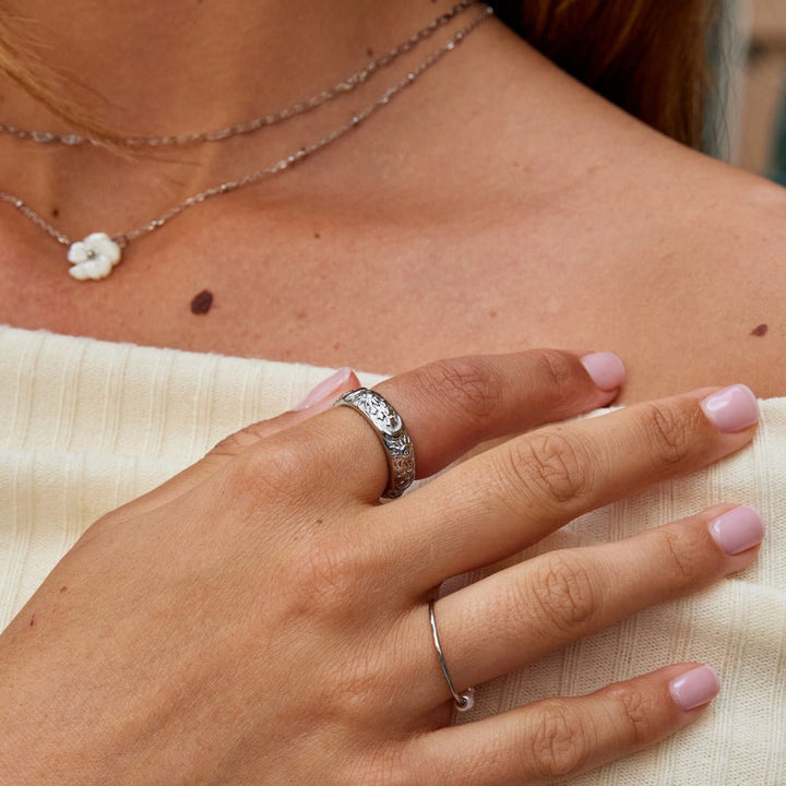 Bague céleste argentée