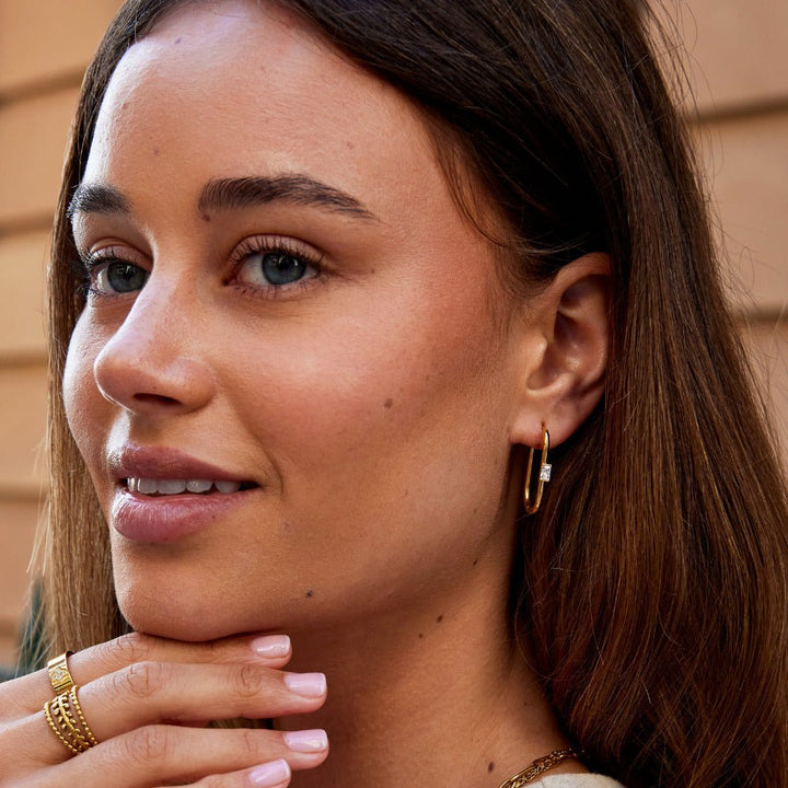 Boucles d’oreilles Diana dorées avec cristaux