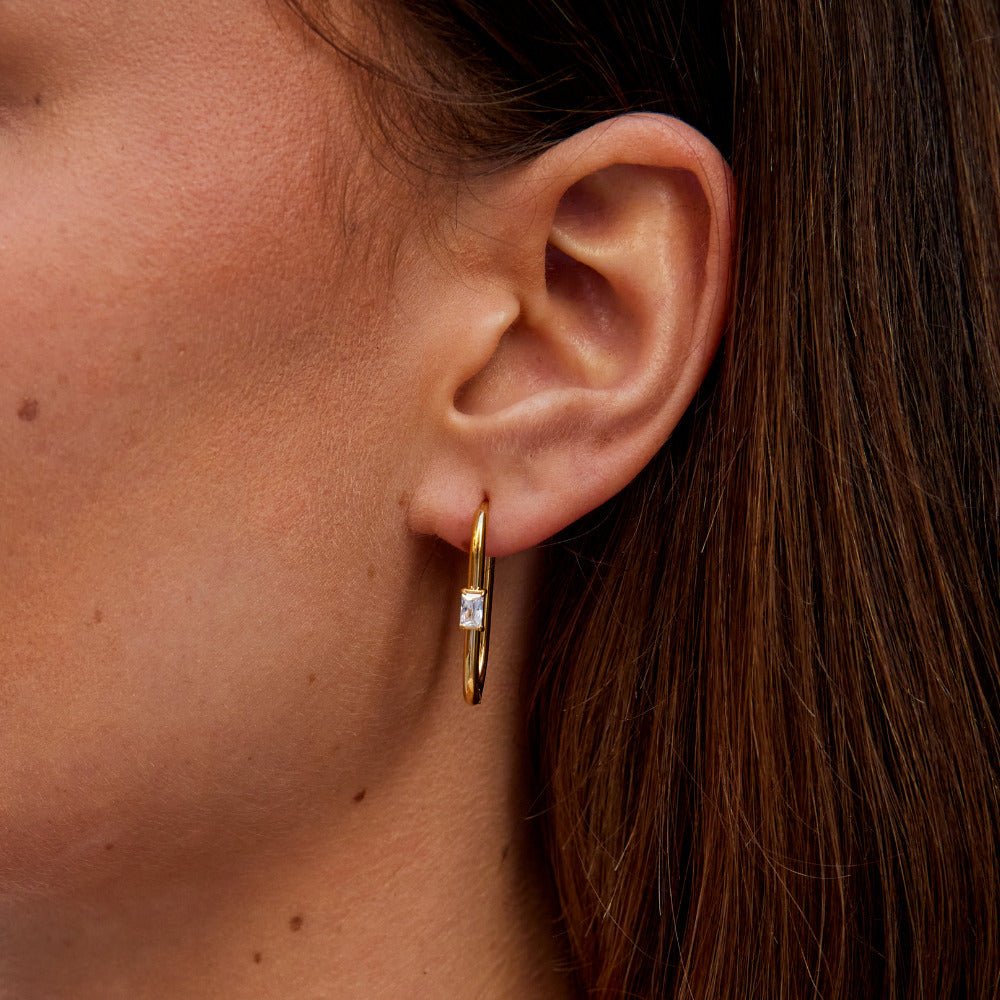 Boucles d’oreilles Diana dorées avec cristaux