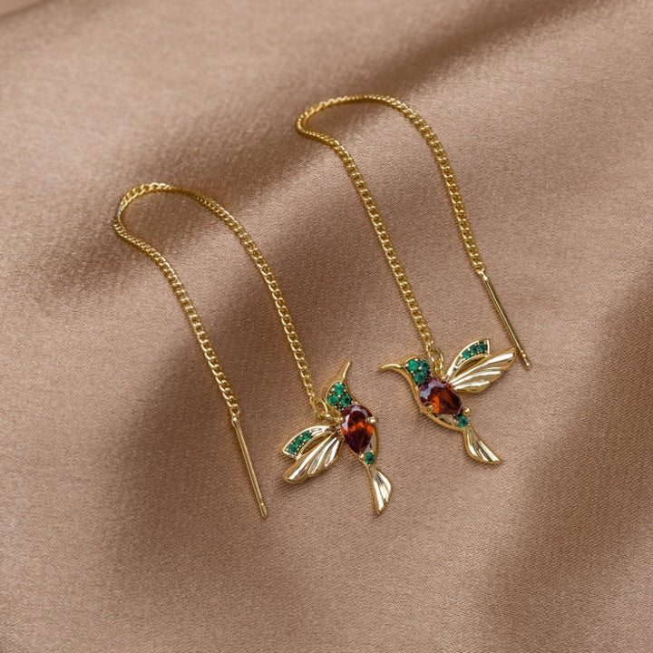 Boucles d’oreilles colibri en cristal