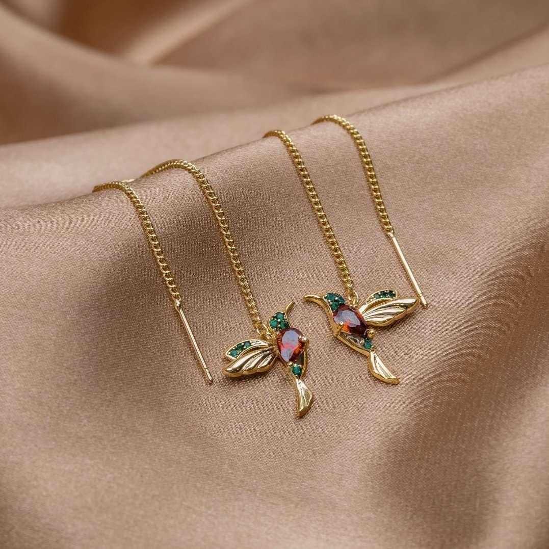 Boucles d’oreilles colibri en cristal