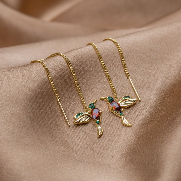 Boucles d’oreilles colibri en cristal