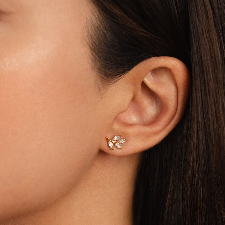 Boucles d’oreilles en cristal avec feuilles