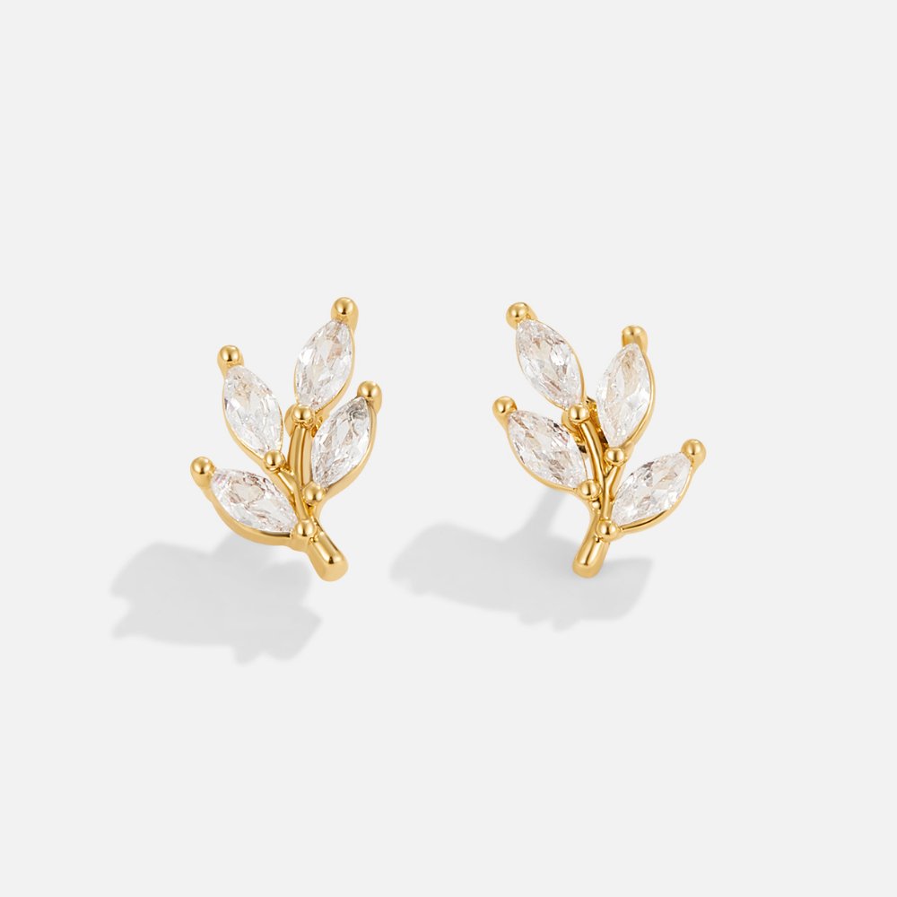 Boucles d’oreilles en cristal avec feuilles