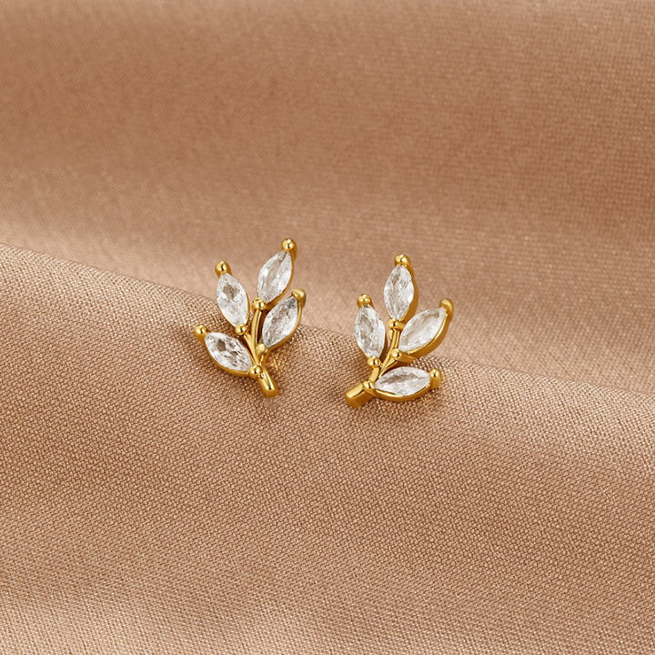 Boucles d’oreilles en cristal avec feuilles