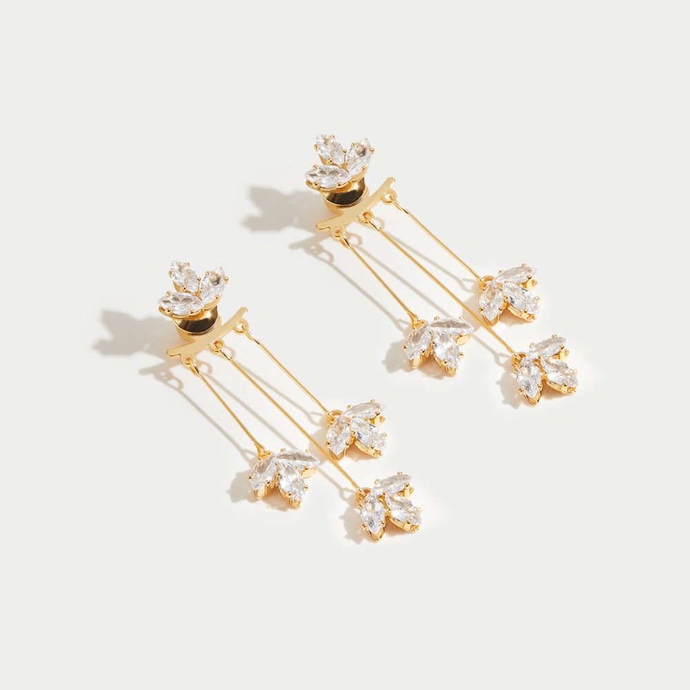 Boucles d’oreilles Lotus cascade en cristal