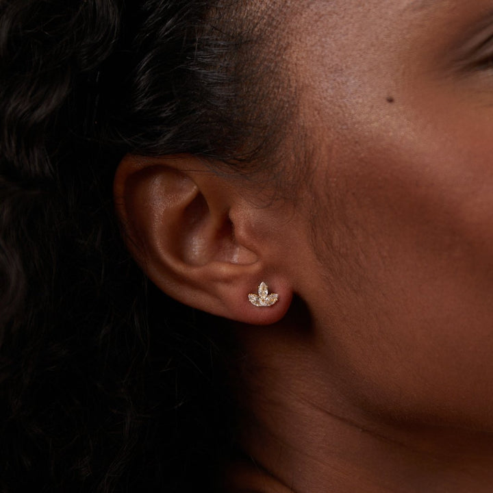 Boucles d’oreilles Lotus cascade en cristal