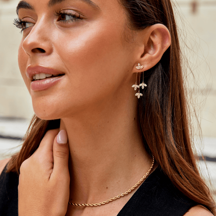 Boucles d’oreilles Lotus cascade en cristal