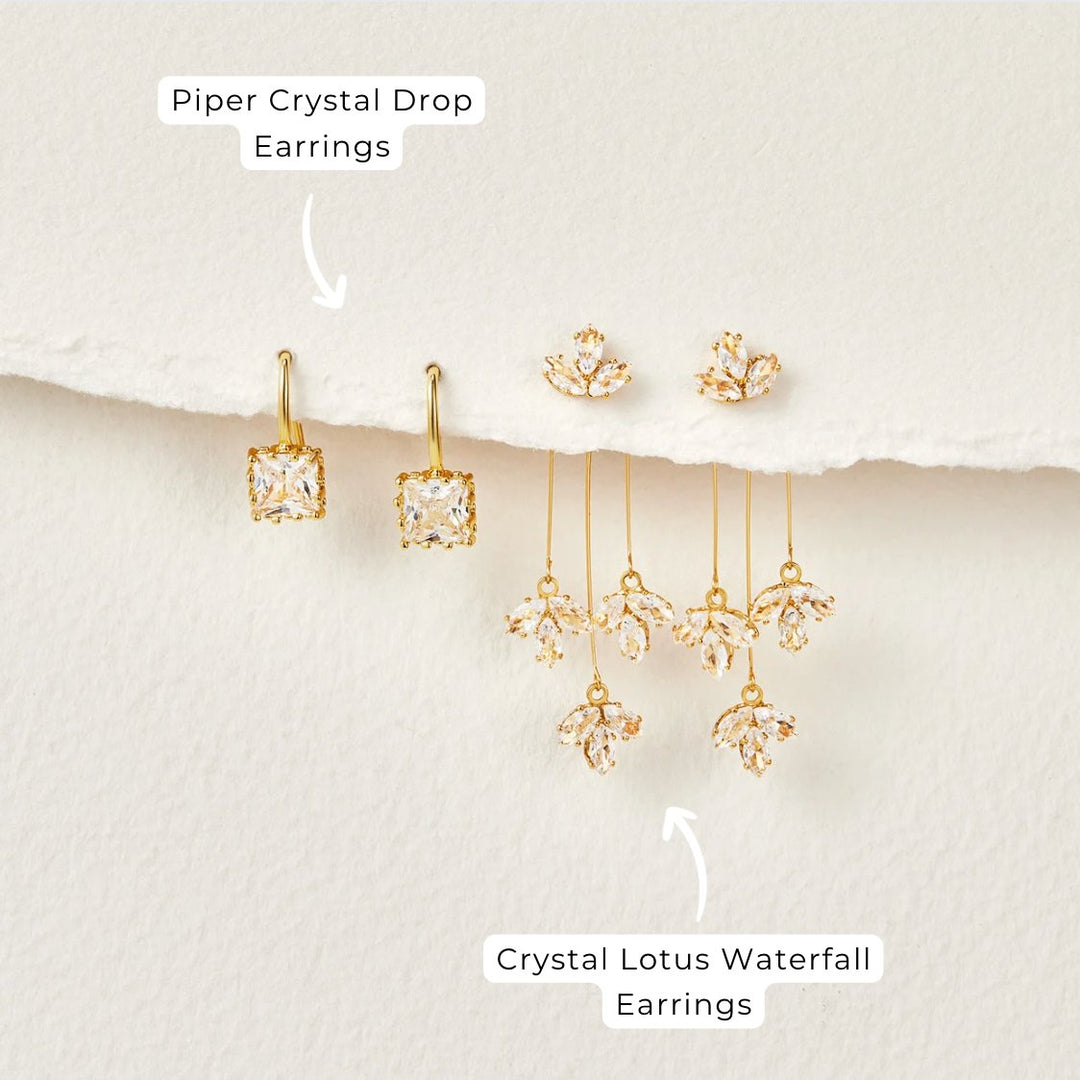 Boucles d’oreilles Lotus cascade en cristal