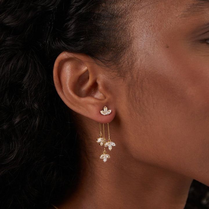 Boucles d’oreilles Lotus cascade en cristal