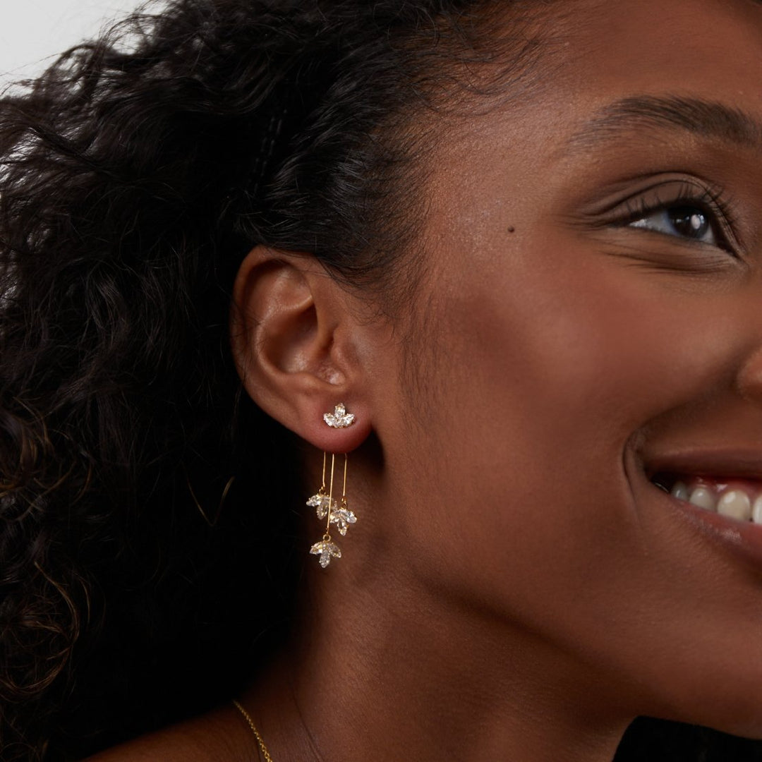 Boucles d’oreilles Lotus cascade en cristal