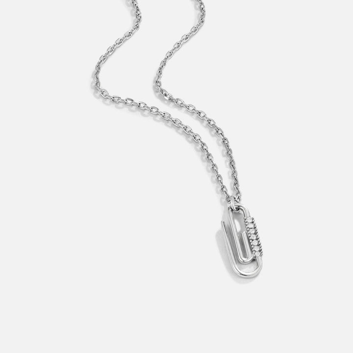 Argenté Collier avec fermoir en cristal