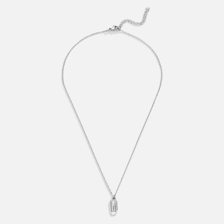 Argenté Collier avec fermoir en cristal
