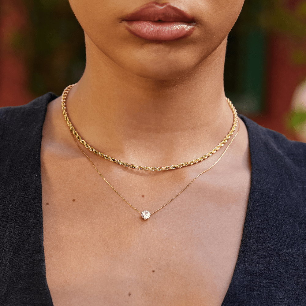 Collier fin en cristal rond