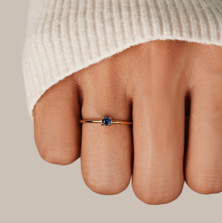 Bague décembre pierre de naissance 18K dorée