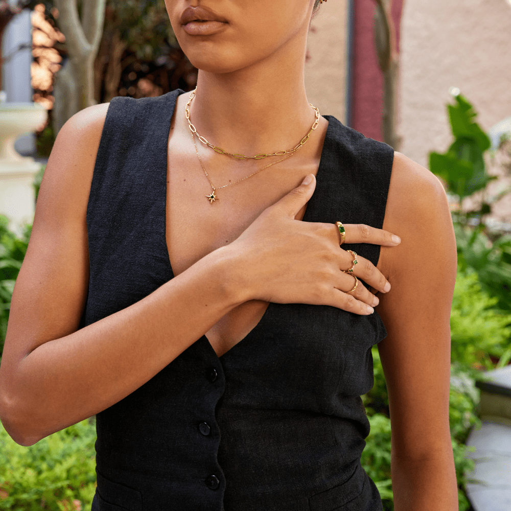 Bague dorée et émeraude Ember