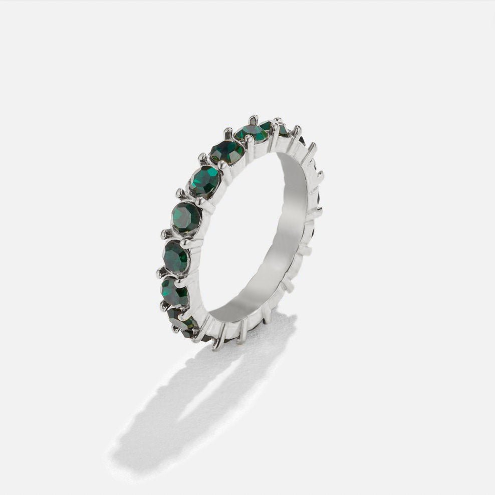 Bague éclatante verte cristal