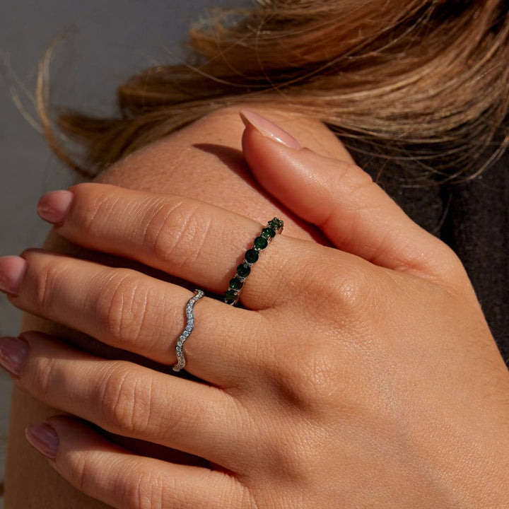 Bague éclatante verte cristal
