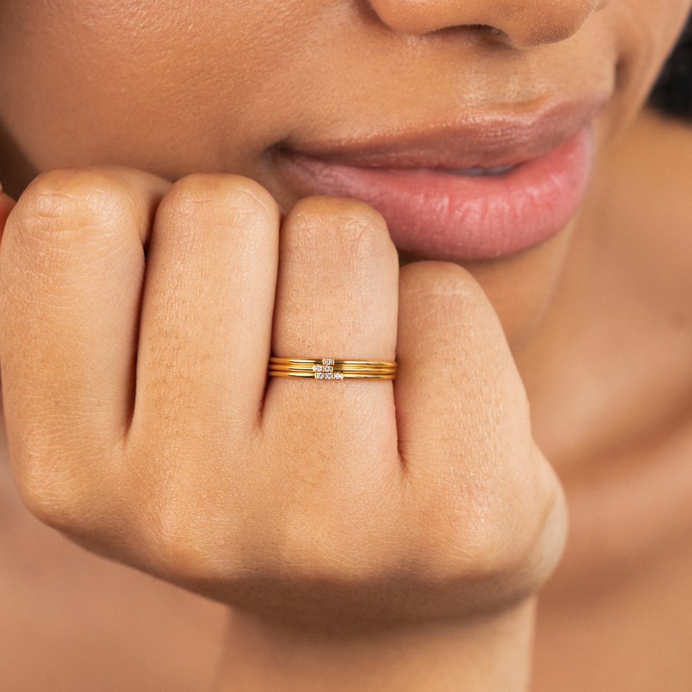 Bague Eula dorée et cristal