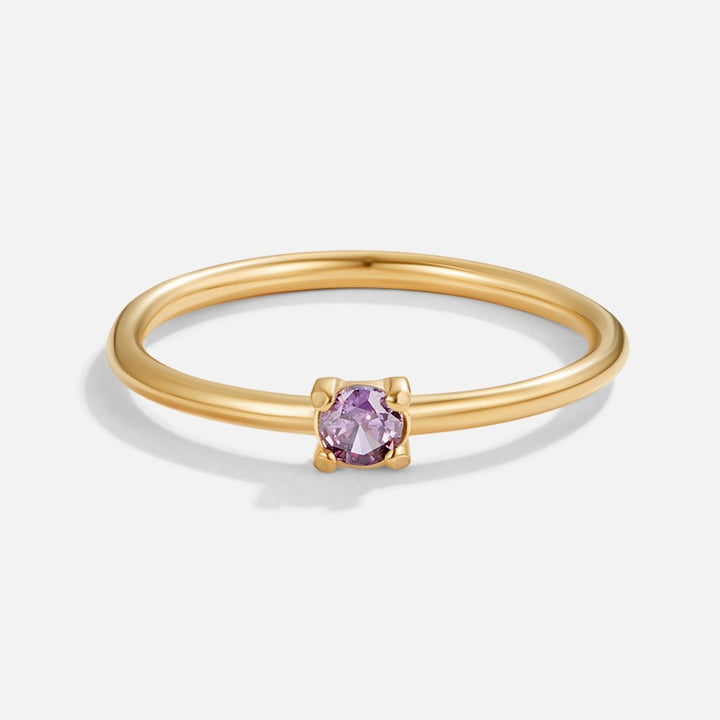 Bague février pierre de naissance 18K dorée
