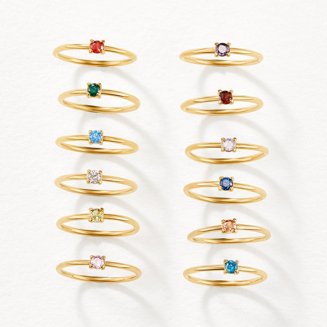 Bague février pierre de naissance 18K dorée
