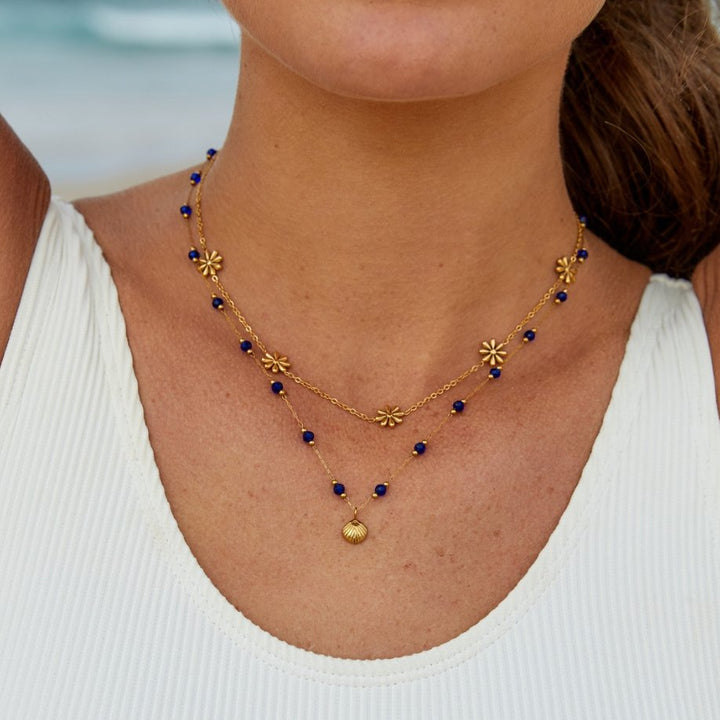 Collier Flower Power plaqué or 18K