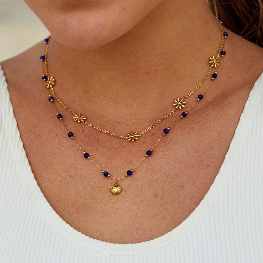 Collier Flower Power plaqué or 18K